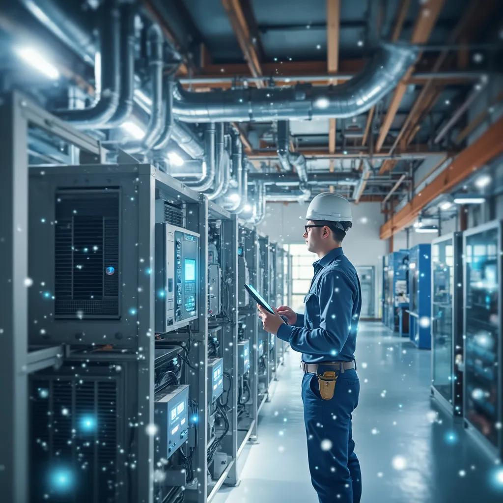 Tehnician HVAC la lucru